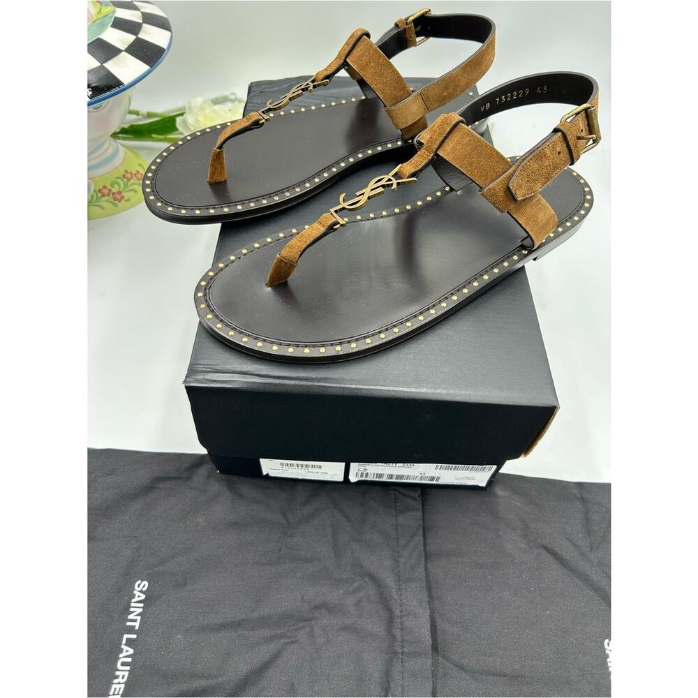 Men's Saint Laurent CASSANDRE YSL logo sandals size 43 made in Italy - Picture 9 of 10